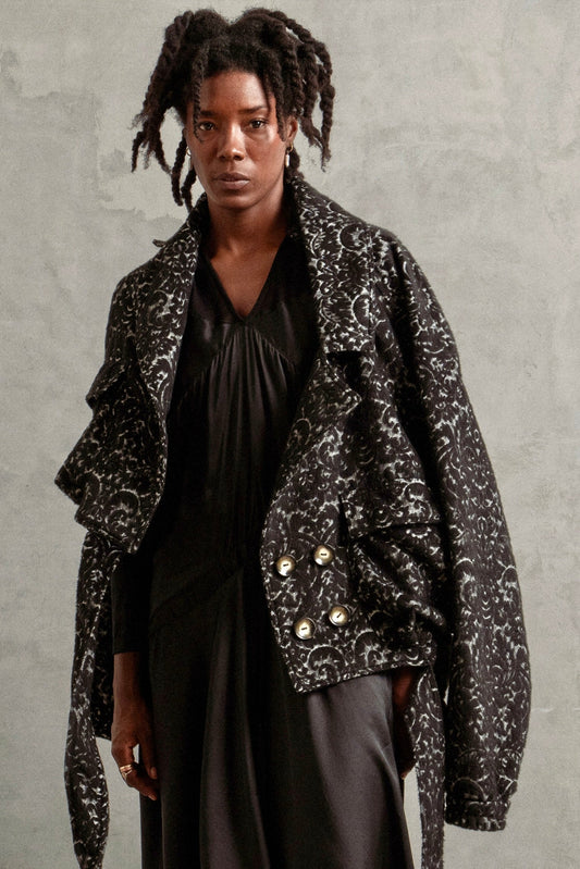 Patterned designer coat by Mark Baigent - Lili the First Boutique NYC