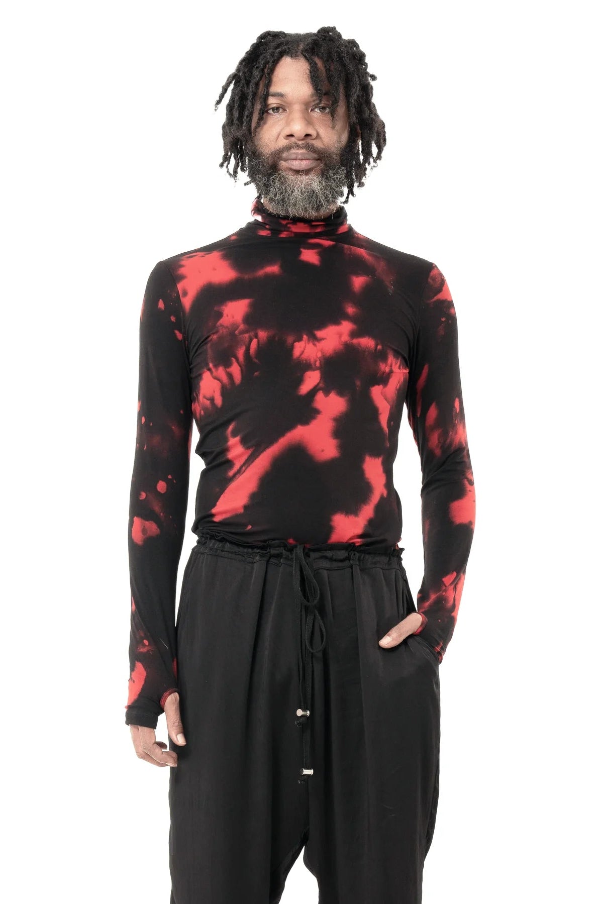 Black and red tie-dye long-sleeve top - Lili the First Boutique NYC