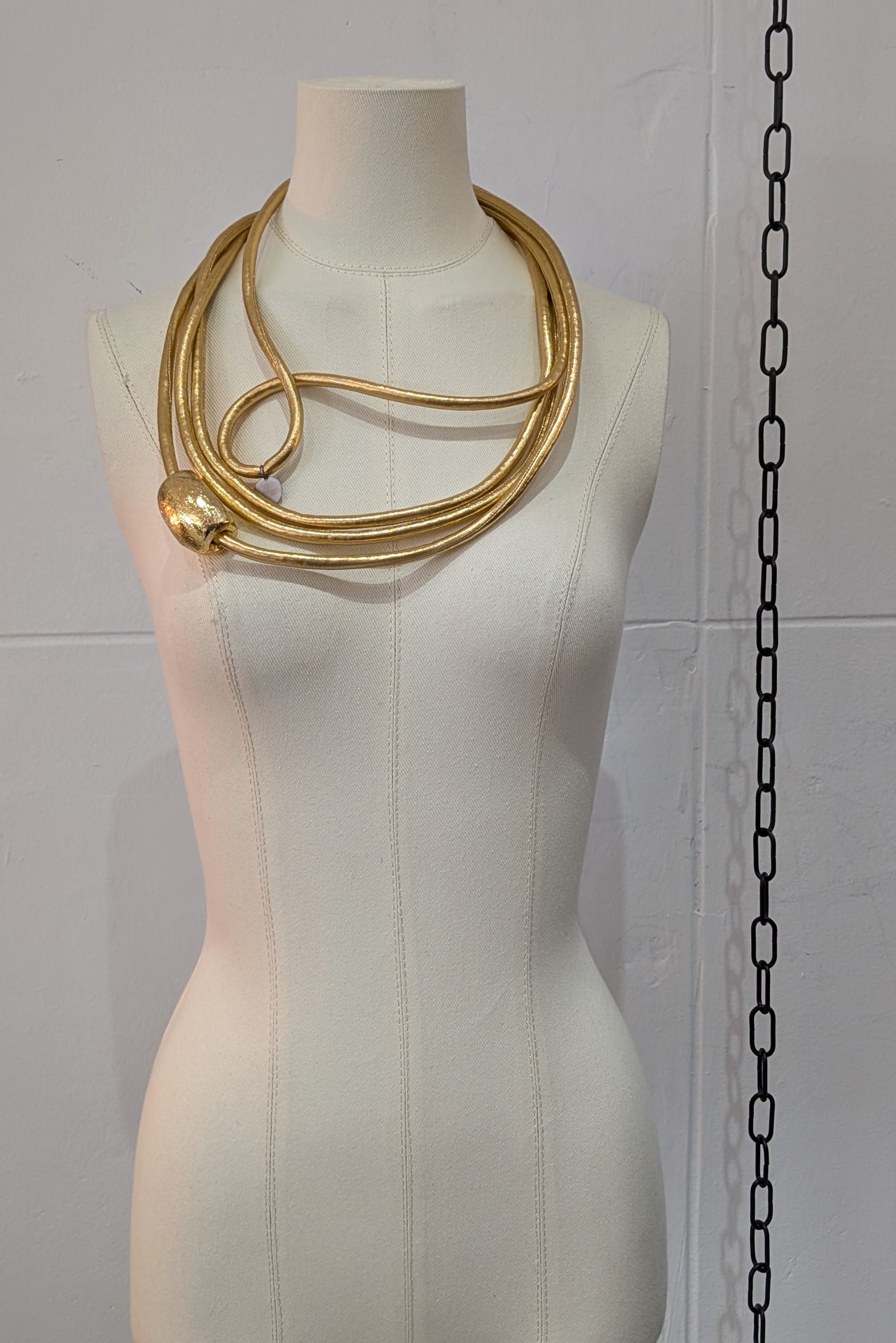 Maria Calderara Necklace Bracelet - fabric Gold