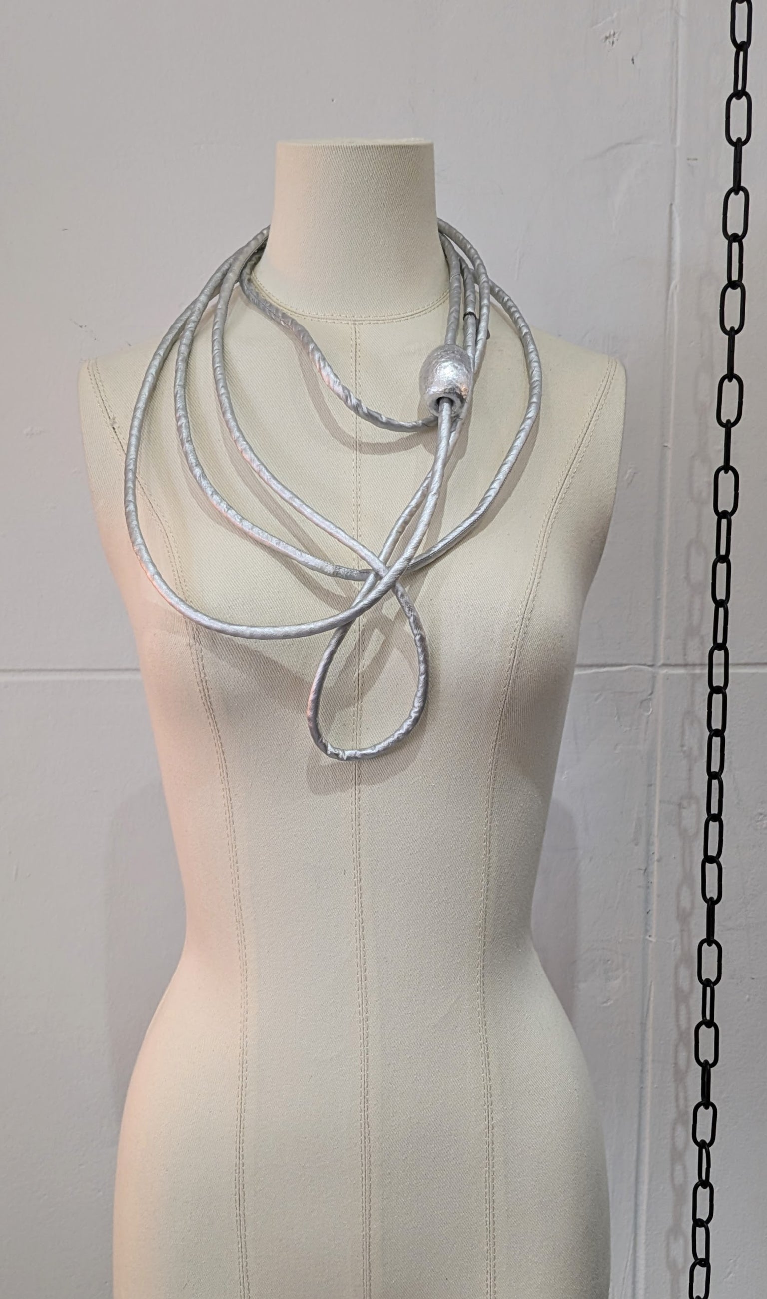 Maria Calderara Necklace Bracelet - fabric silver