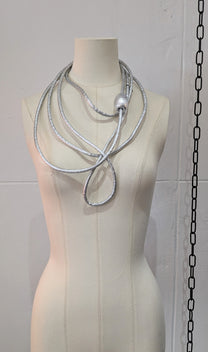 Maria Calderara Necklace Bracelet - fabric silver