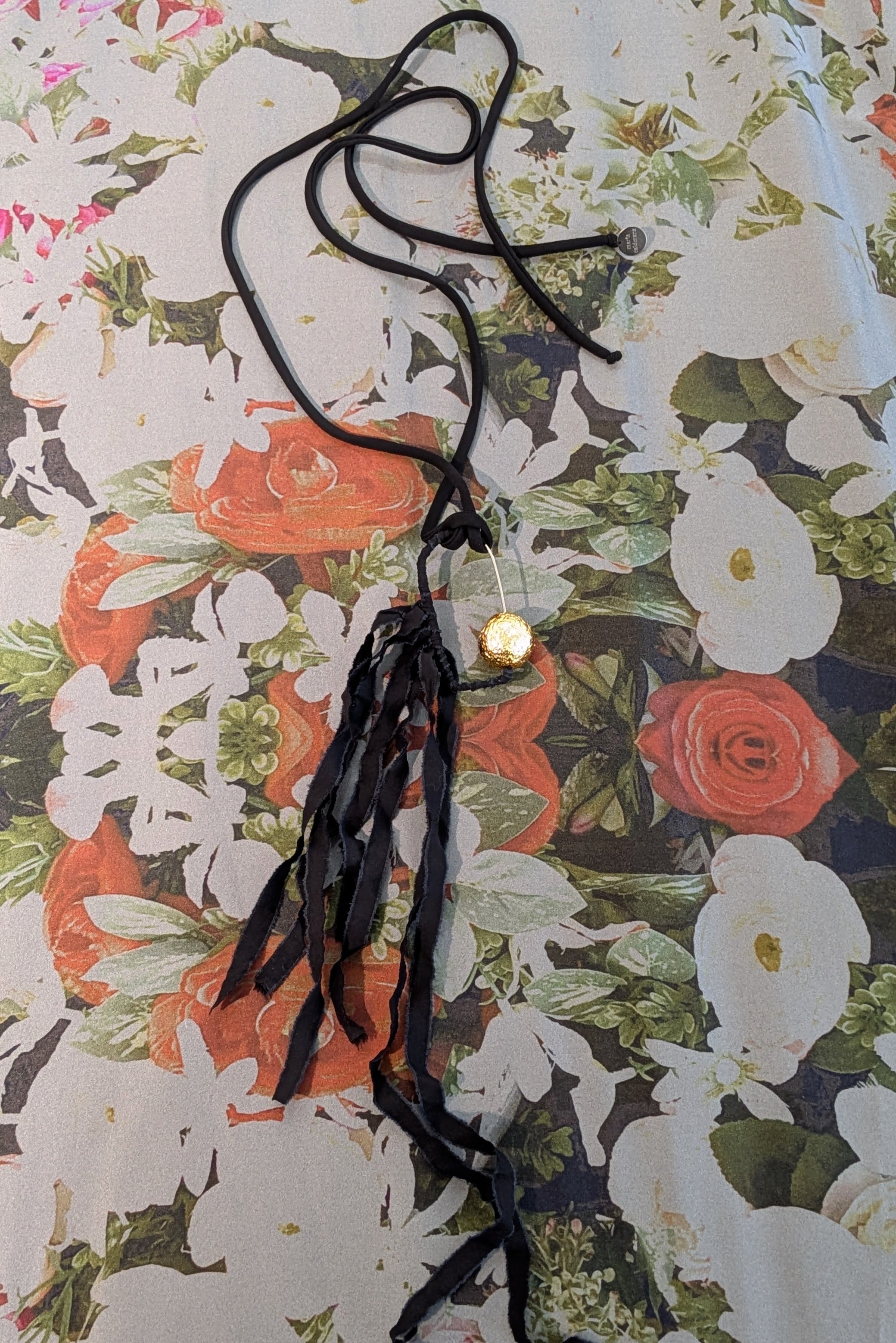 Maria Calderara Fabric Long necklace Cotton Gold Nugget