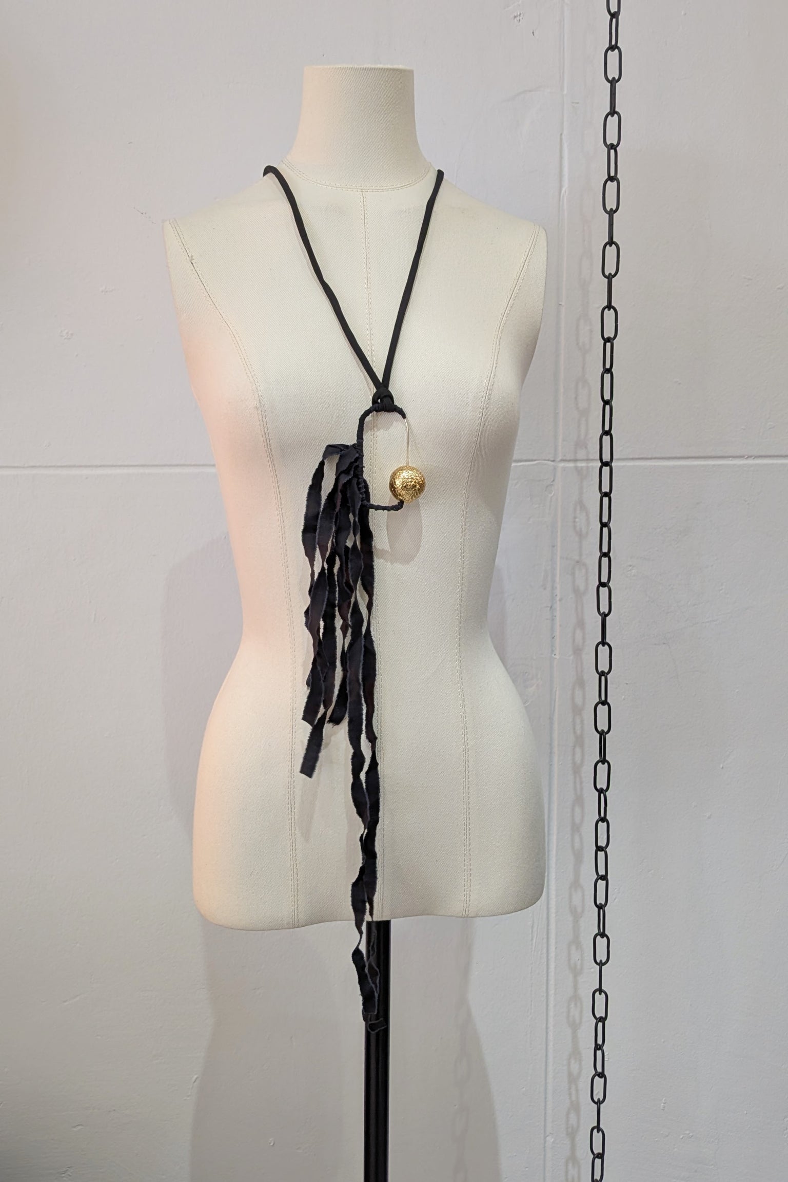 Maria Calderara Fabric Long necklace Cotton Gold Nugget