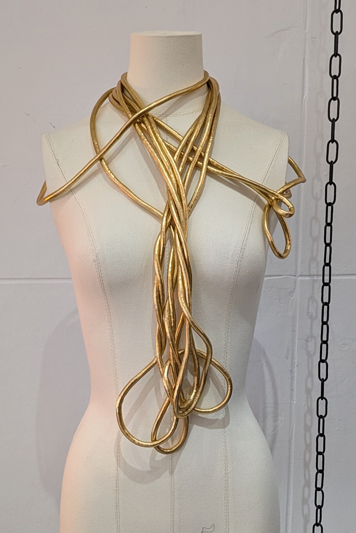 Maria Calderara Necklace - tubular fabric - Gold