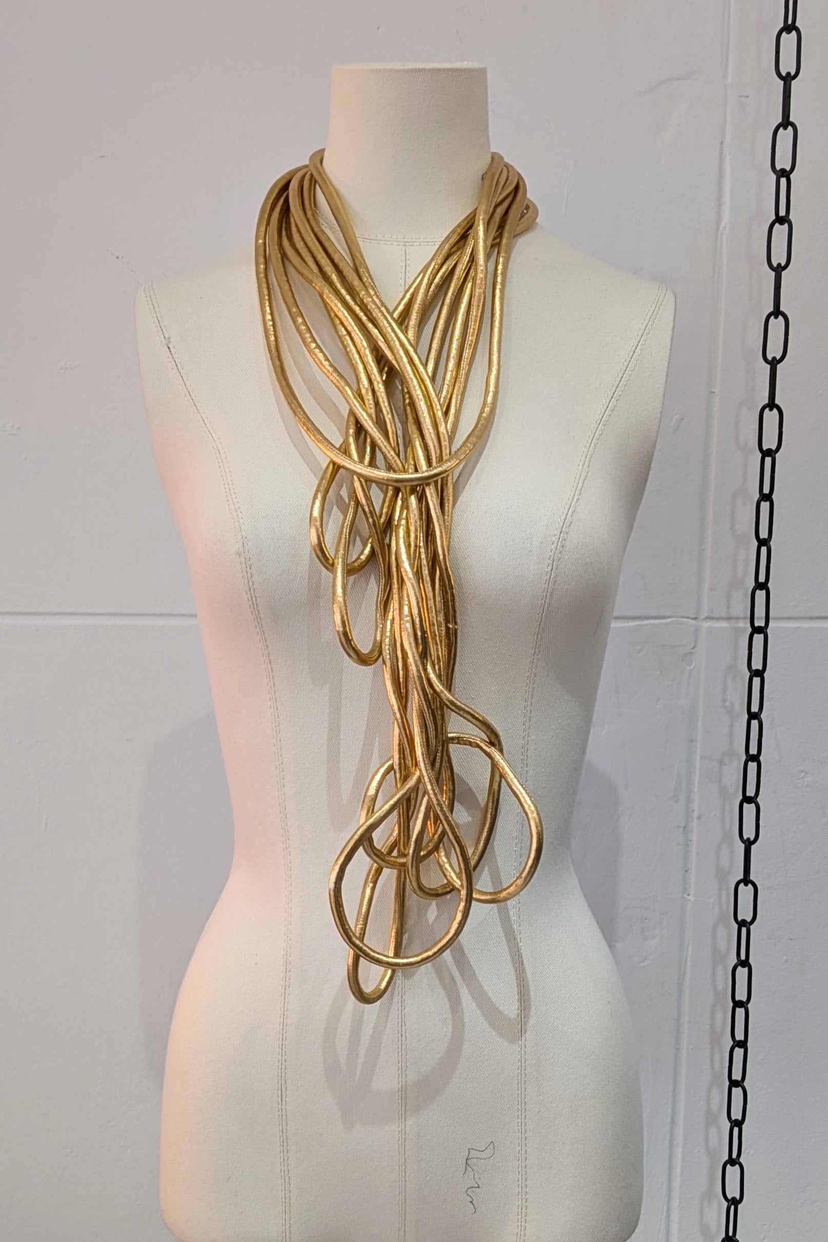 Maria Calderara Necklace - tubular fabric - Gold