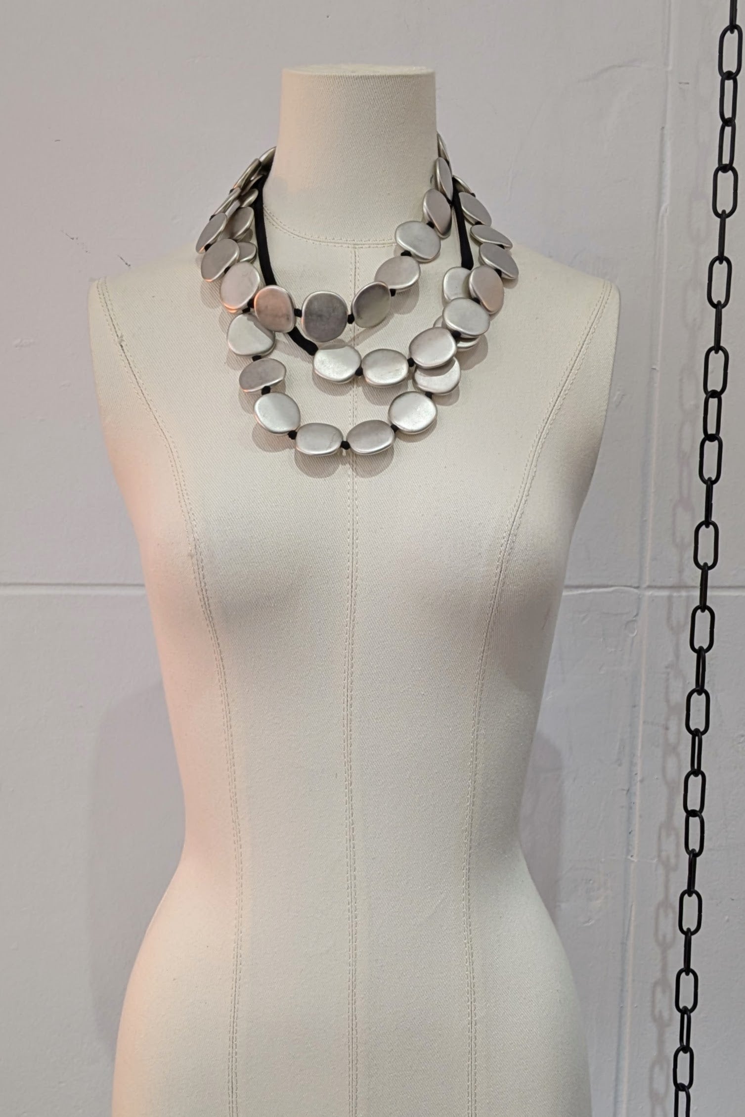 Maria Calderara Long Silver Resin beads Necklace