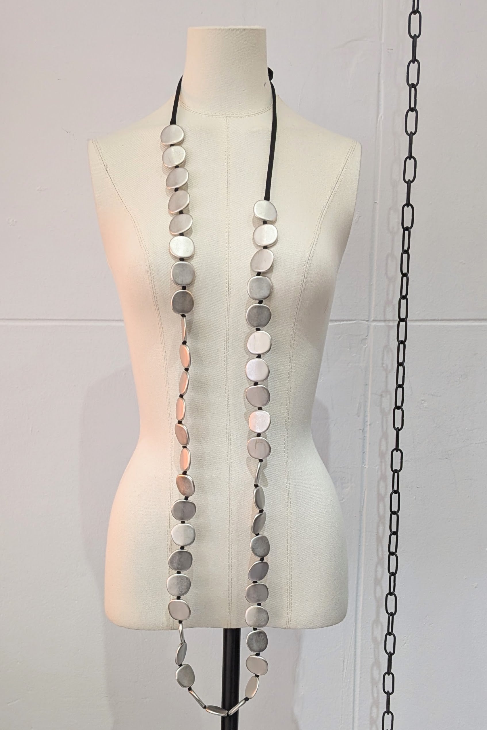Maria Calderara Long Silver Resin beads Necklace