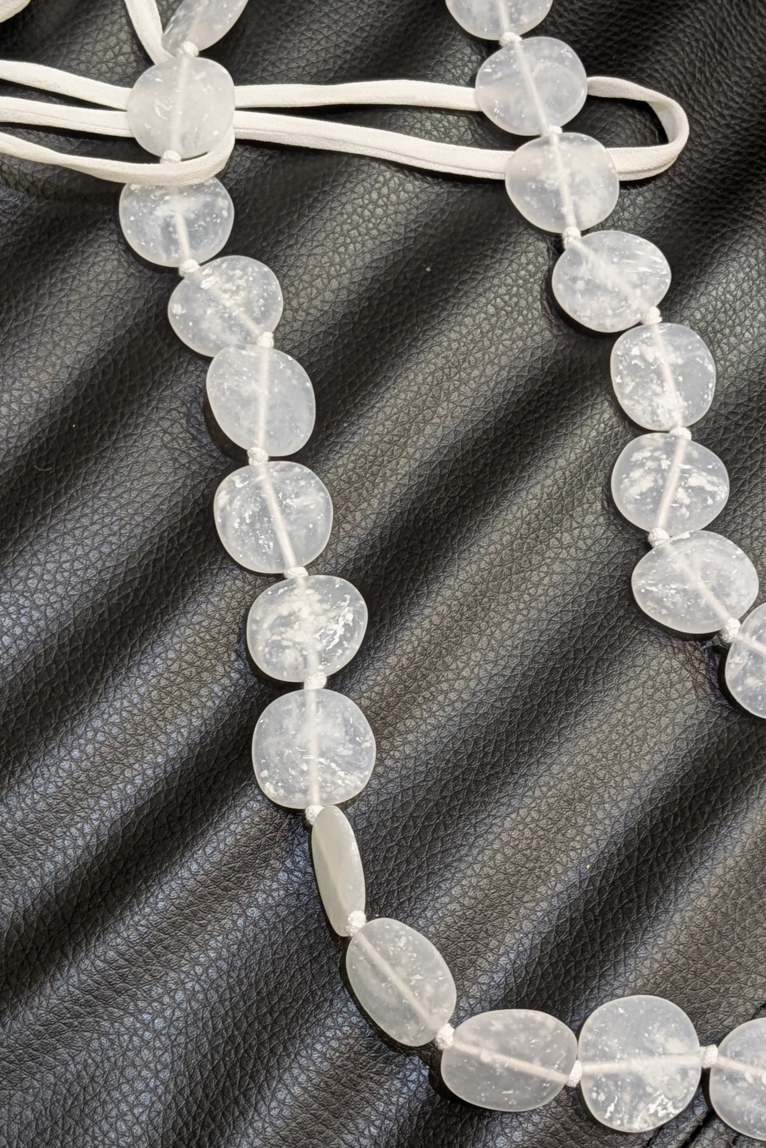 Maria Calderara - necklace - extra long white resin, adjustable length