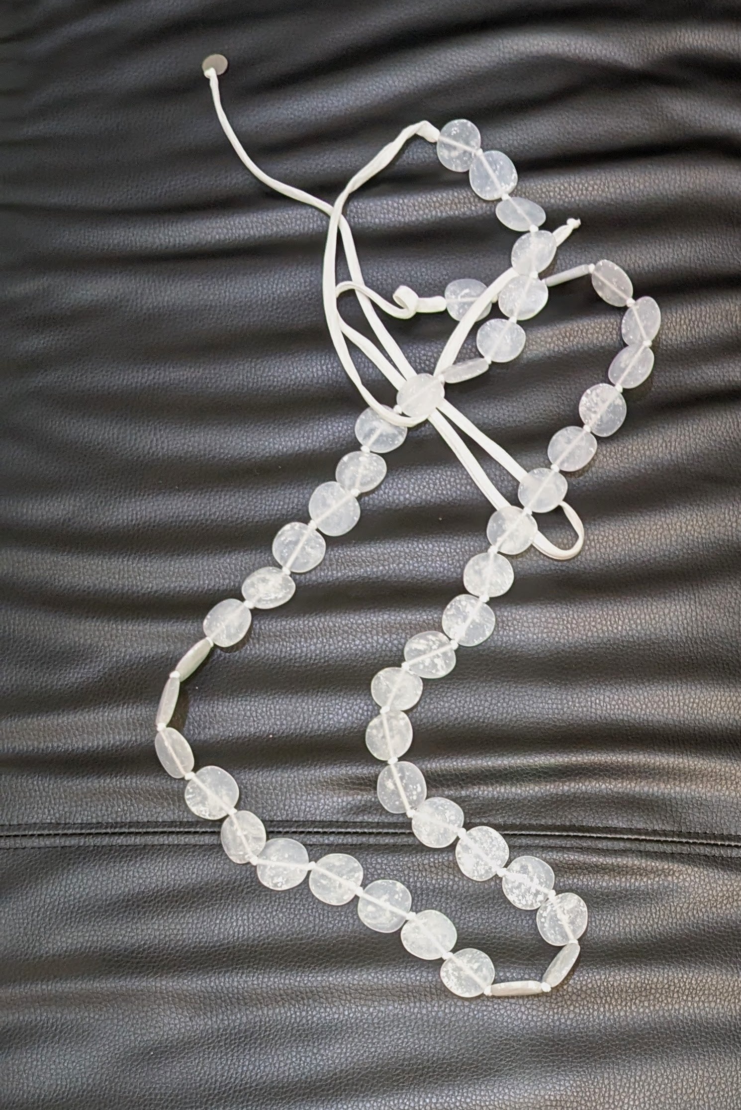 Maria Calderara - necklace - extra long white resin, adjustable length