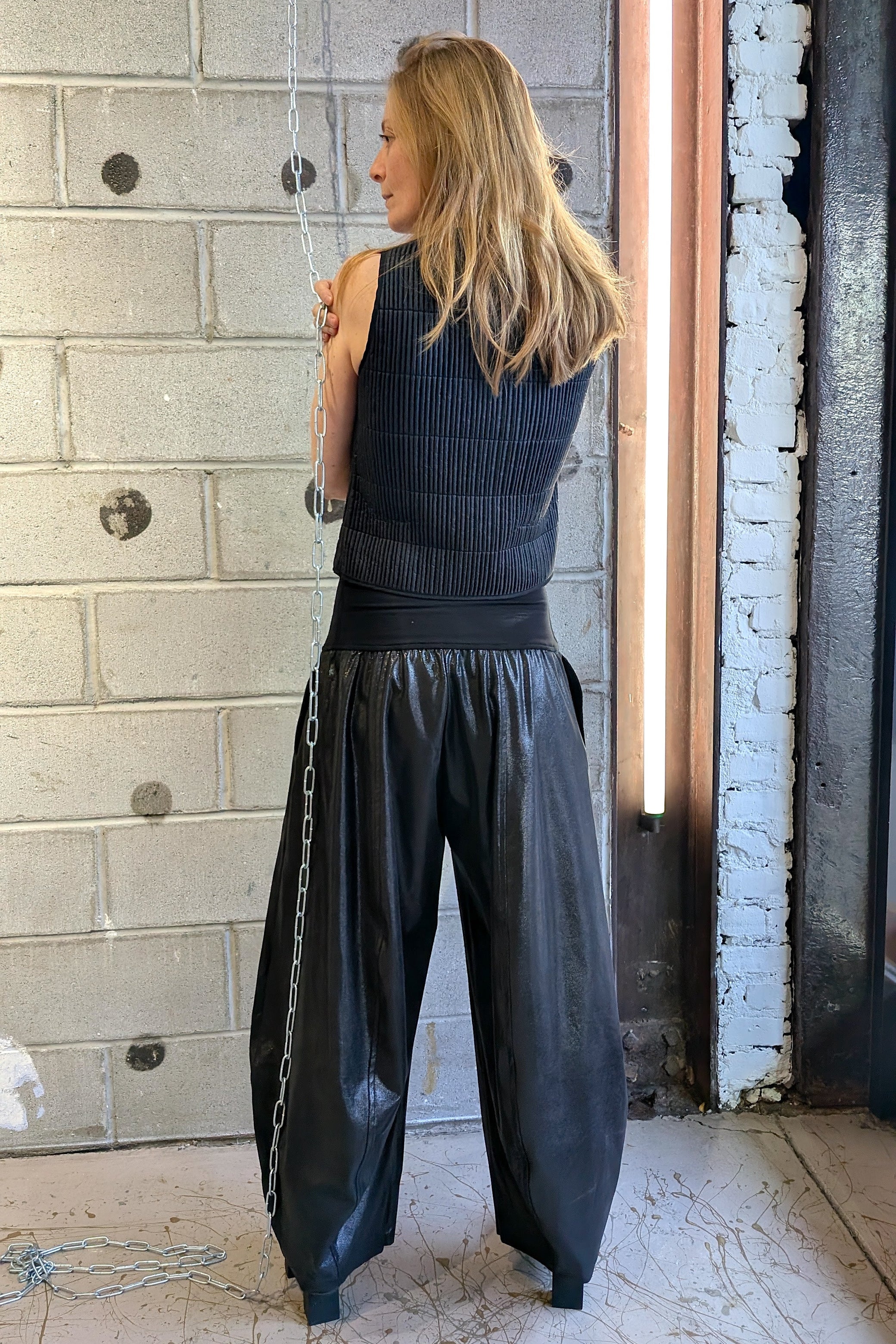 Maria Calderara Fitted Sleeveless Top Vest, quilted tiny tubes, -  Geometrical Minimal Italian Design