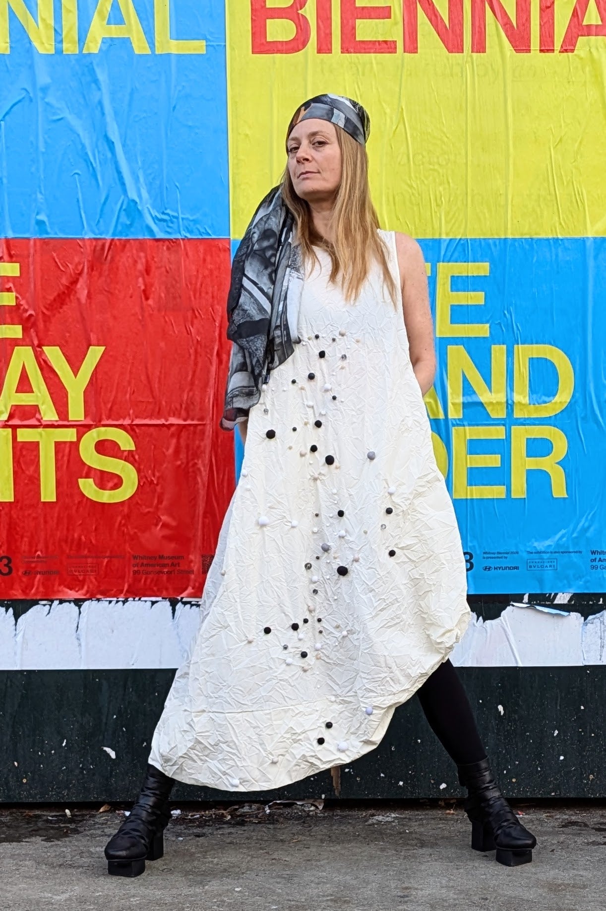 Maria Calderara - Dress- Oversized, light weight, art - cream