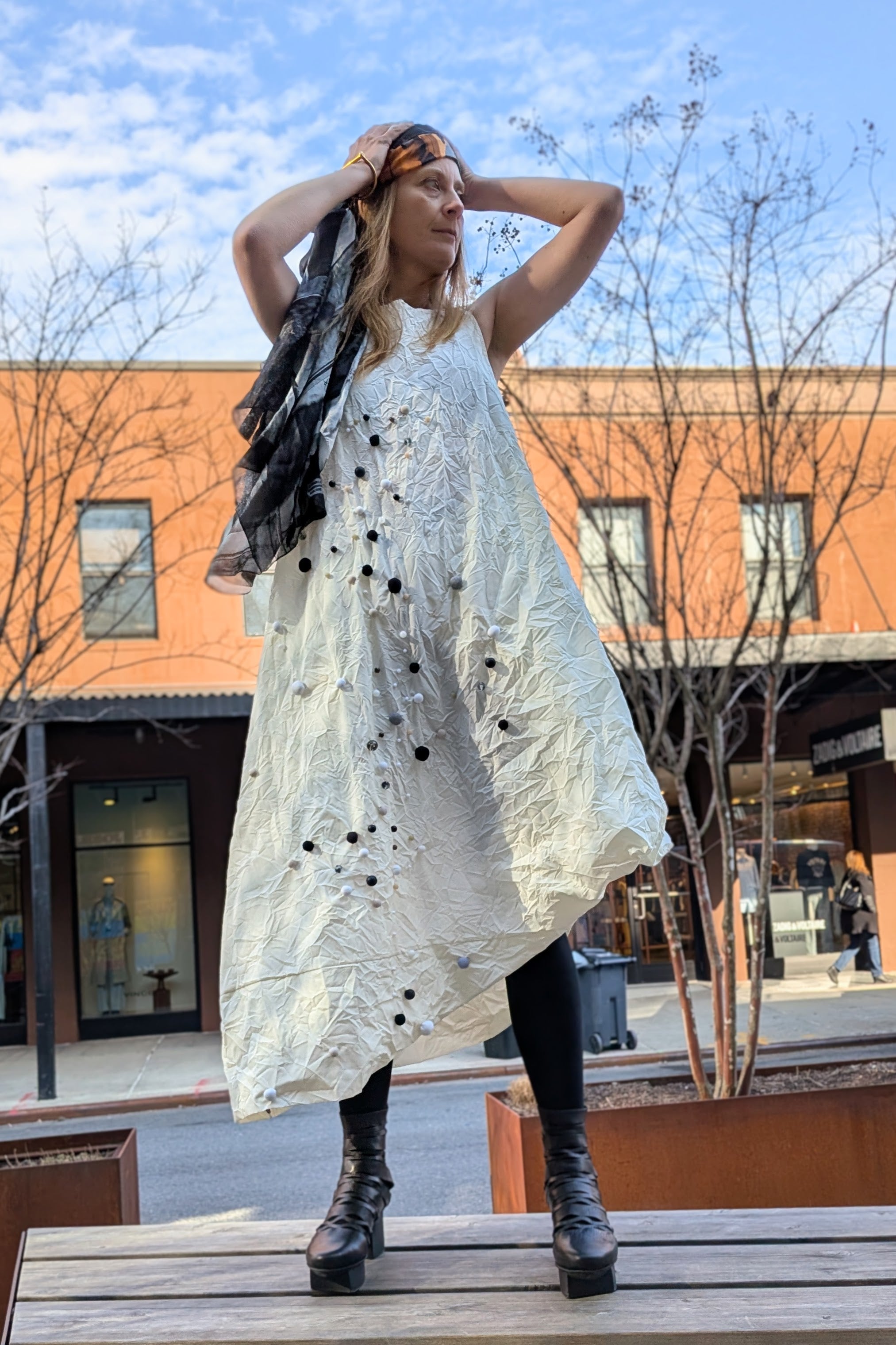 Maria Calderara - Dress- Oversized, light weight, art - cream