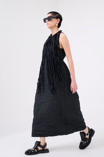 Maria Calderara - Dress - Halter neck, long, crinkled - Black