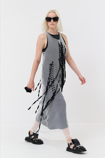 Maria Calderara - Dress - Mesh Fishnet - Ribbons - White