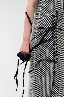Maria Calderara - Dress - Mesh Fishnet - Ribbons - White