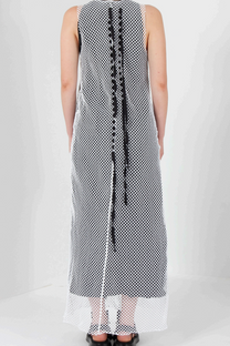 Maria Calderara - Dress - Mesh Fishnet - Ribbons - White