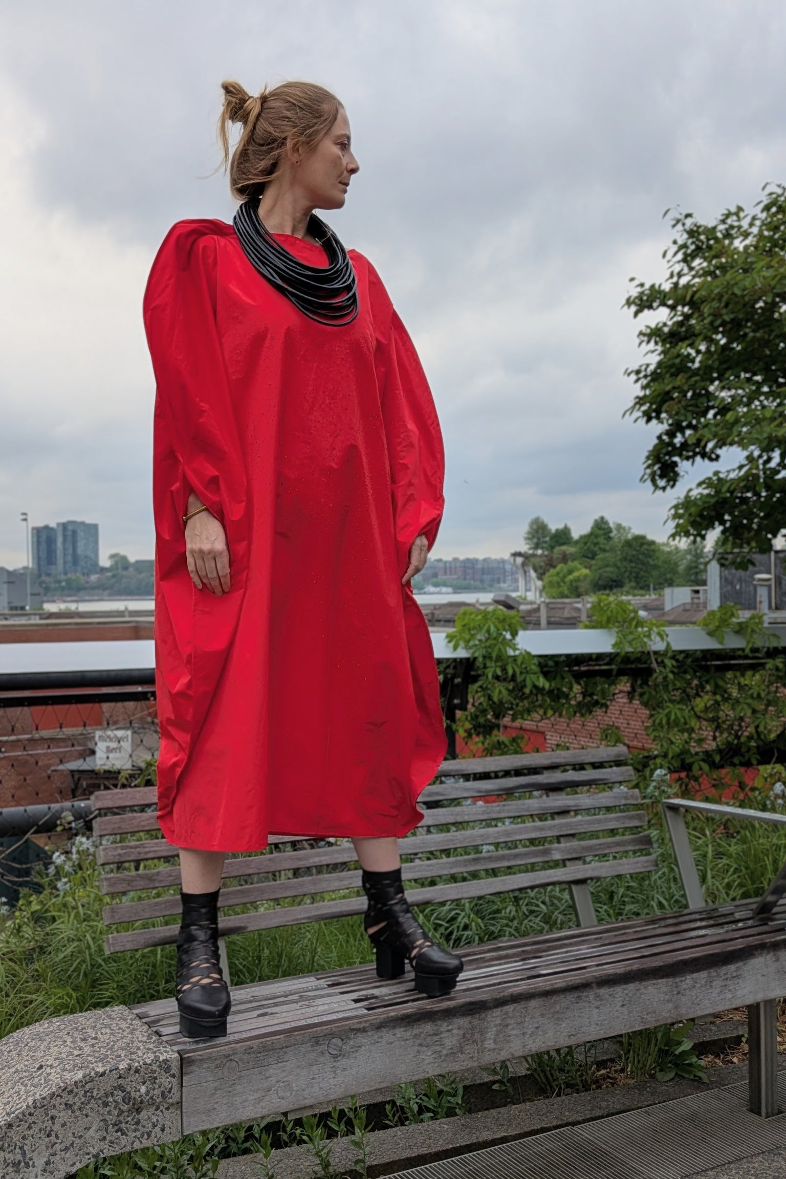 Maria Calderara - Dress - Red - Circle - Statement dress - LiLi The First NYC