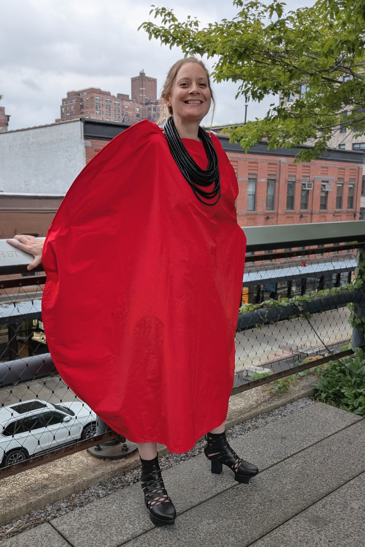 Maria Calderara - Dress - Red - Circle - Statement dress - LiLi The First NYC