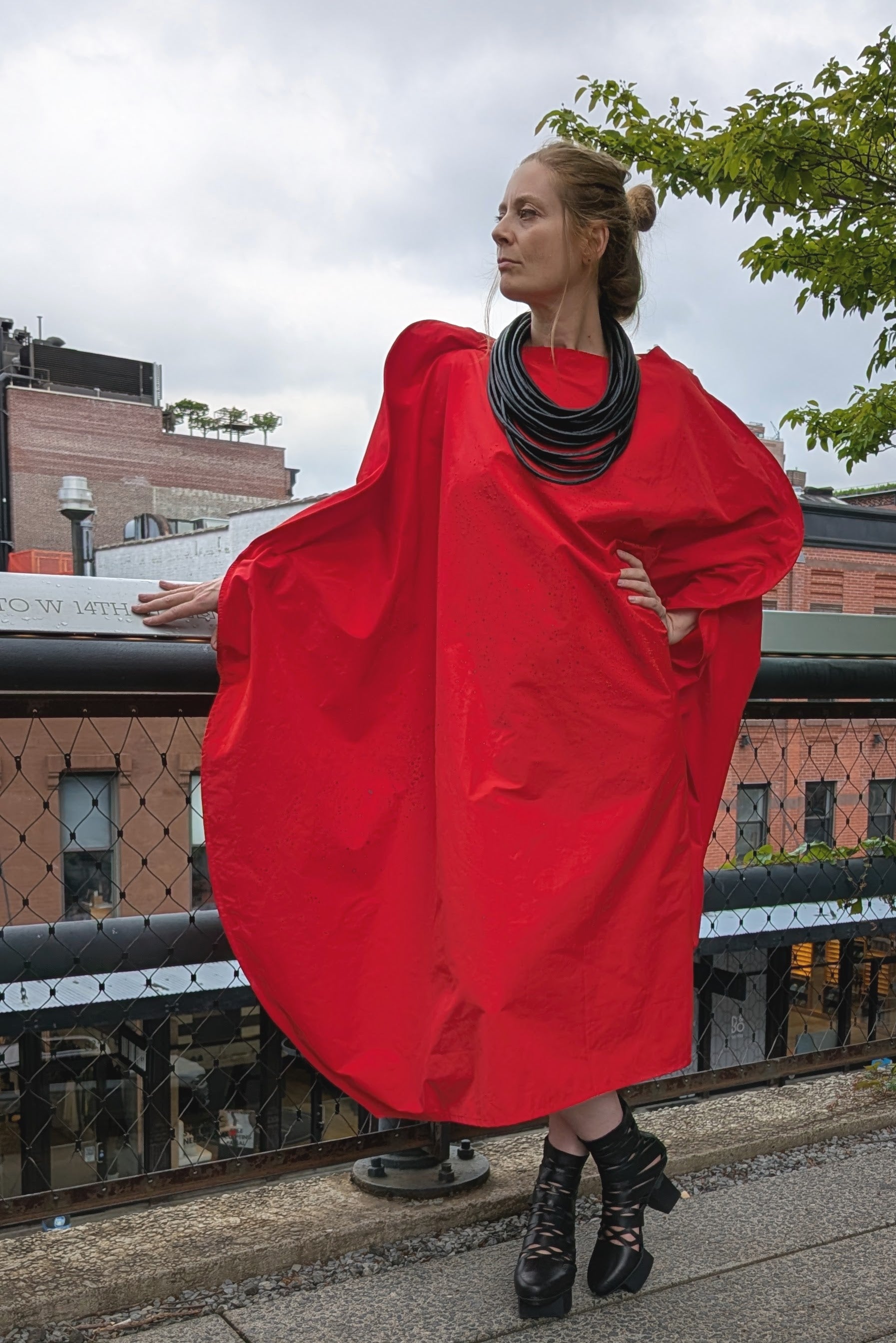 Maria Calderara - Dress - Red - Circle - Statement dress - LiLi The First NYC