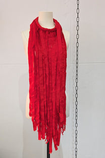 Maria Calderara - Necklace - Chocker Fringe Cotton - Statement necklace - Red