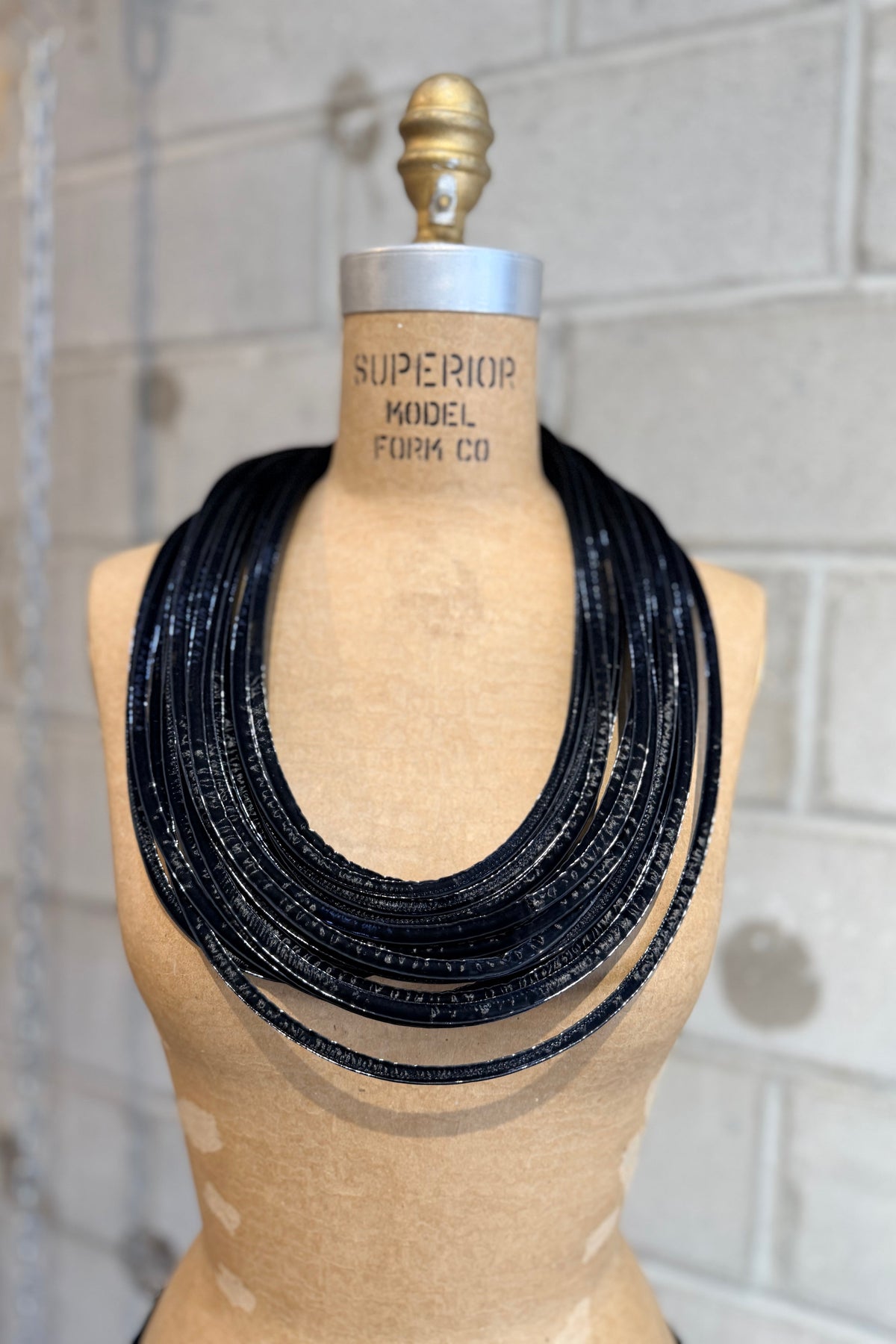 Maria Calderara - Necklace - Latex fabric - Light weight - Avant Garde Black