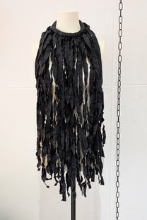 Maria Calderara - Necklace - Long Fringe, chocker - Statement Necklace - Fabric - Cotton - Black