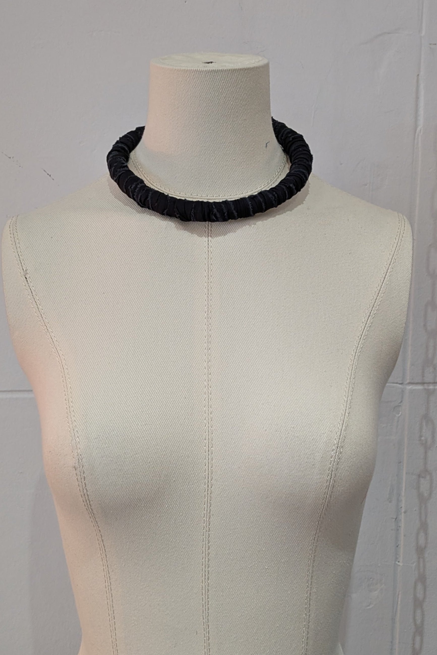Maria Calderara - Necklace - Long Fringe, chocker - Statement Necklace - Fabric - Cotton - Black