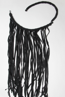 Maria Calderara - Necklace - Long Fringe, chocker - Statement Necklace - Fabric - Cotton - Black