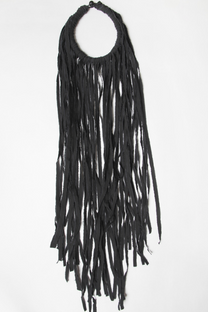 Maria Calderara - Necklace - Long Fringe, chocker - Statement Necklace - Fabric - Cotton - Black