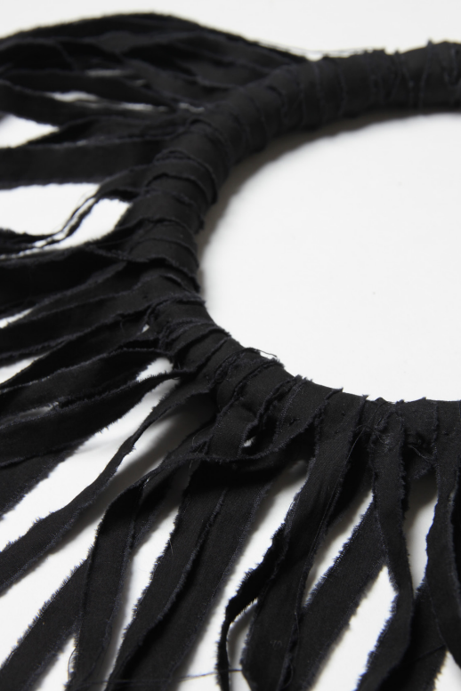 Maria Calderara - Necklace - Long Fringe, chocker - Statement Necklace - Fabric - Cotton - Black