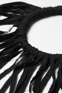 Maria Calderara - Necklace - Long Fringe, chocker - Statement Necklace - Fabric - Cotton - Black