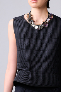 Maria Calderara Fitted Sleeveless Top Vest, quilted tiny tubes, -  Geometrical Minimal Italian Design