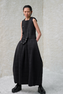 Maria Calderara Long Skirt - Elastic waist, quilted nylon tubes fabric, Structured Sculptural Construction