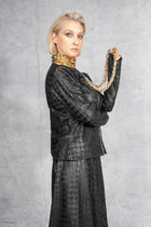 Maria Calderara - jacket - faux leather - laser cut - zipper