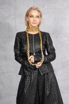Maria Calderara - jacket - faux leather - laser cut - zipper