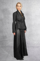 Maria Calderara - pants - wide leg - laser cut - faux leather - black