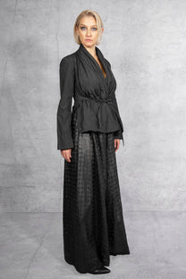 Maria Calderara - pants - wide leg - laser cut - faux leather - black