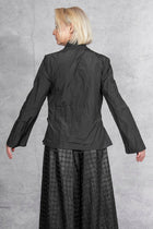 Maria Calderara - pants - wide leg - laser cut - faux leather - black