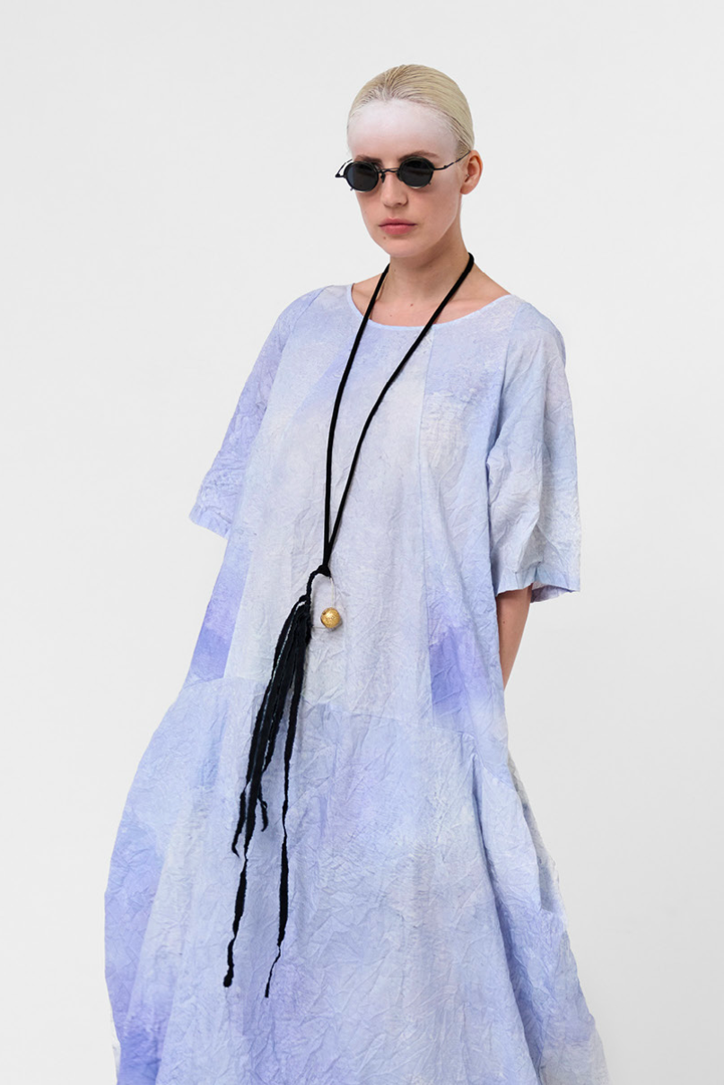 Maria Calderara Fabric Long necklace Cotton Gold Nugget