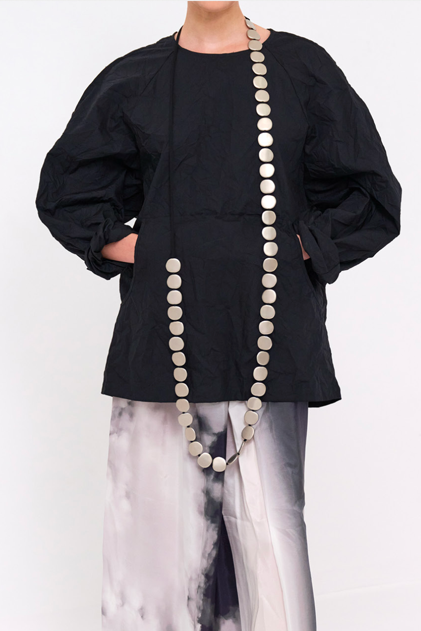 Maria Calderara Long Silver Resin beads Necklace