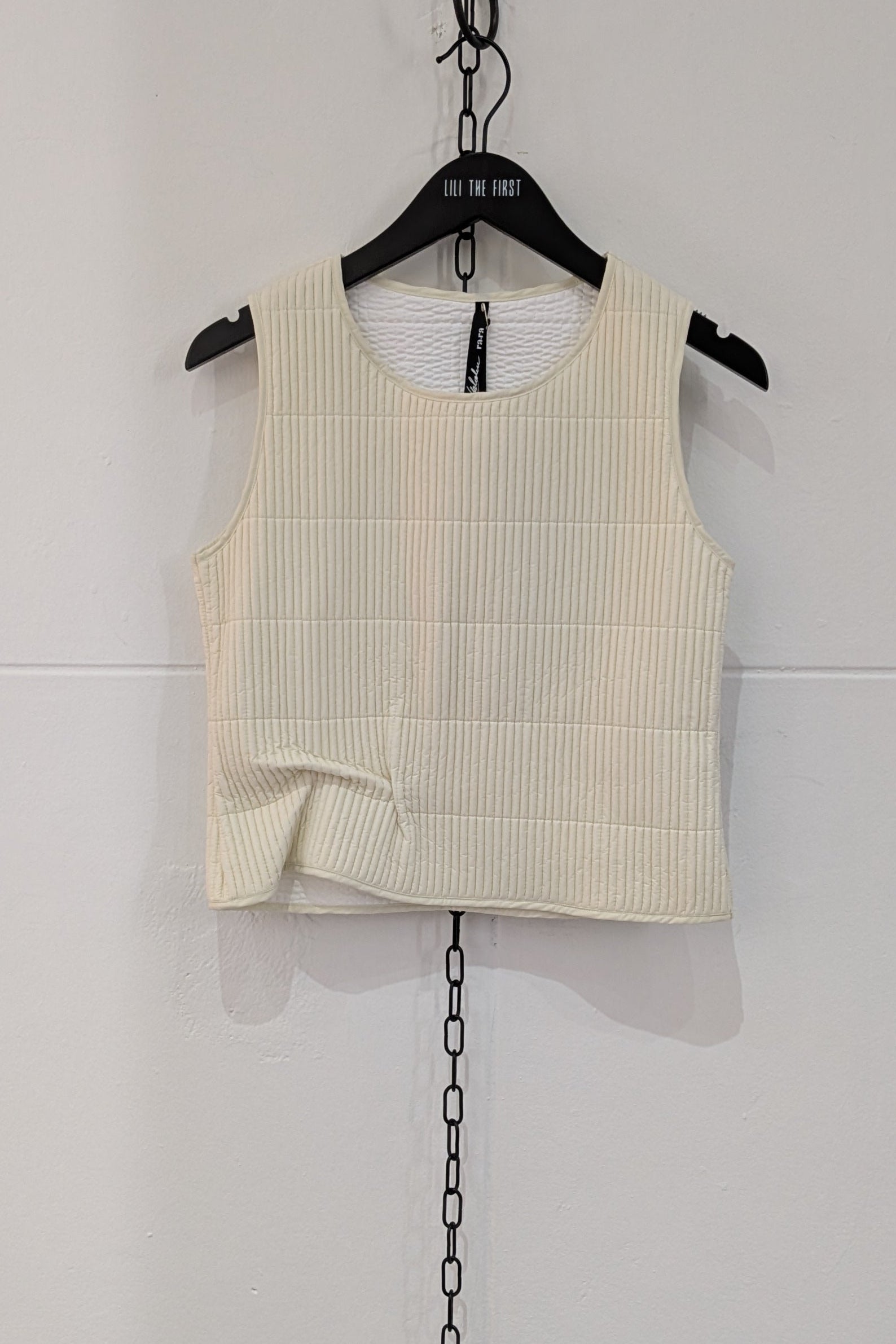 Maria Calderara Fitted Sleeveless Top Vest, quilted tiny tubes, -  Geometrical Minimal Italian Design