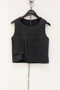 Maria Calderara Fitted Sleeveless Top Vest, quilted tiny tubes, -  Geometrical Minimal Italian Design