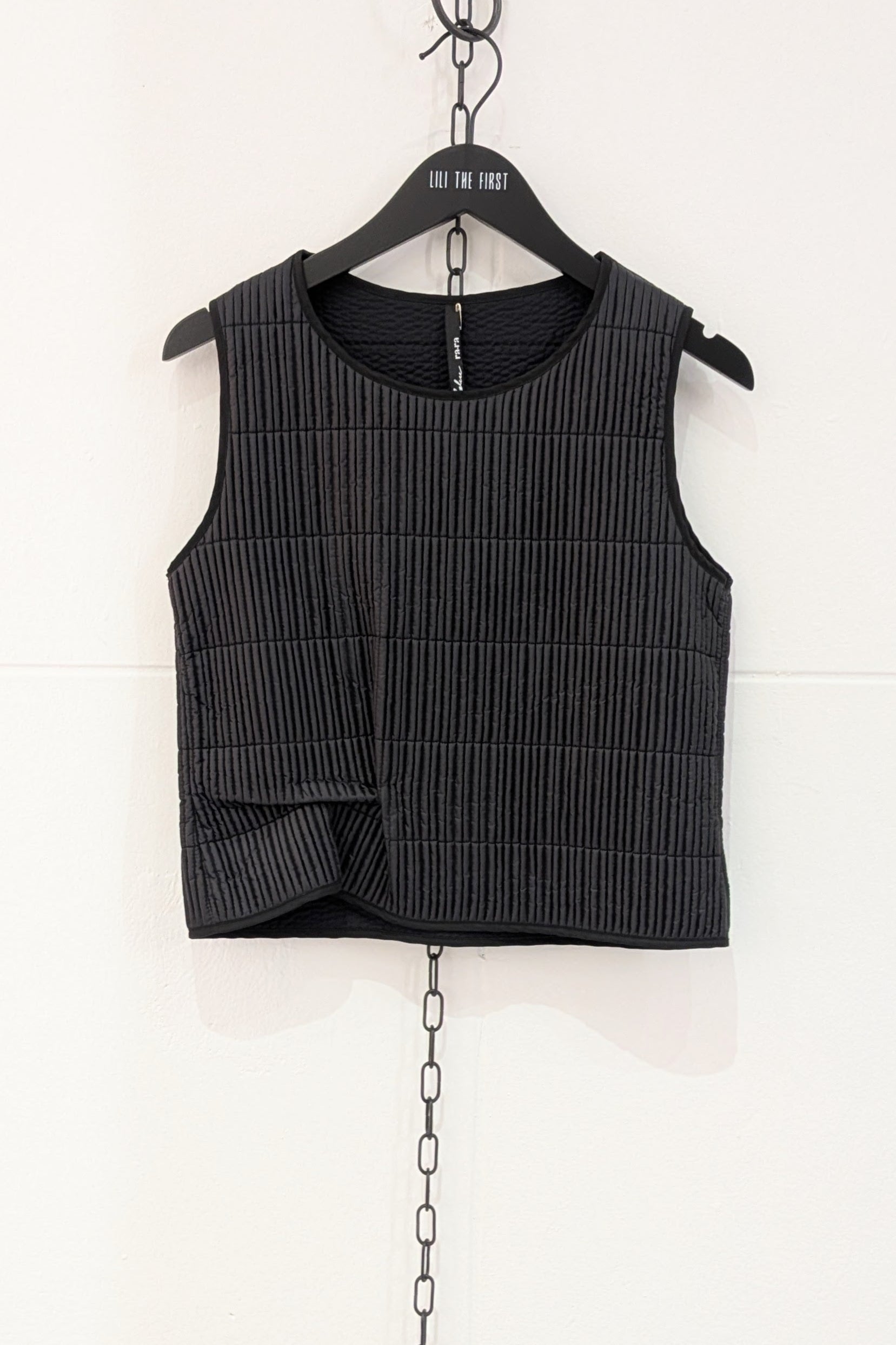 Maria Calderara Fitted Sleeveless Top Vest, quilted tiny tubes, -  Geometrical Minimal Italian Design