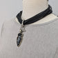 Obsidian necklace leather strands