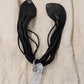 Selenite crystal necklace on leather