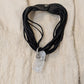 Selenite crystal necklace on leather