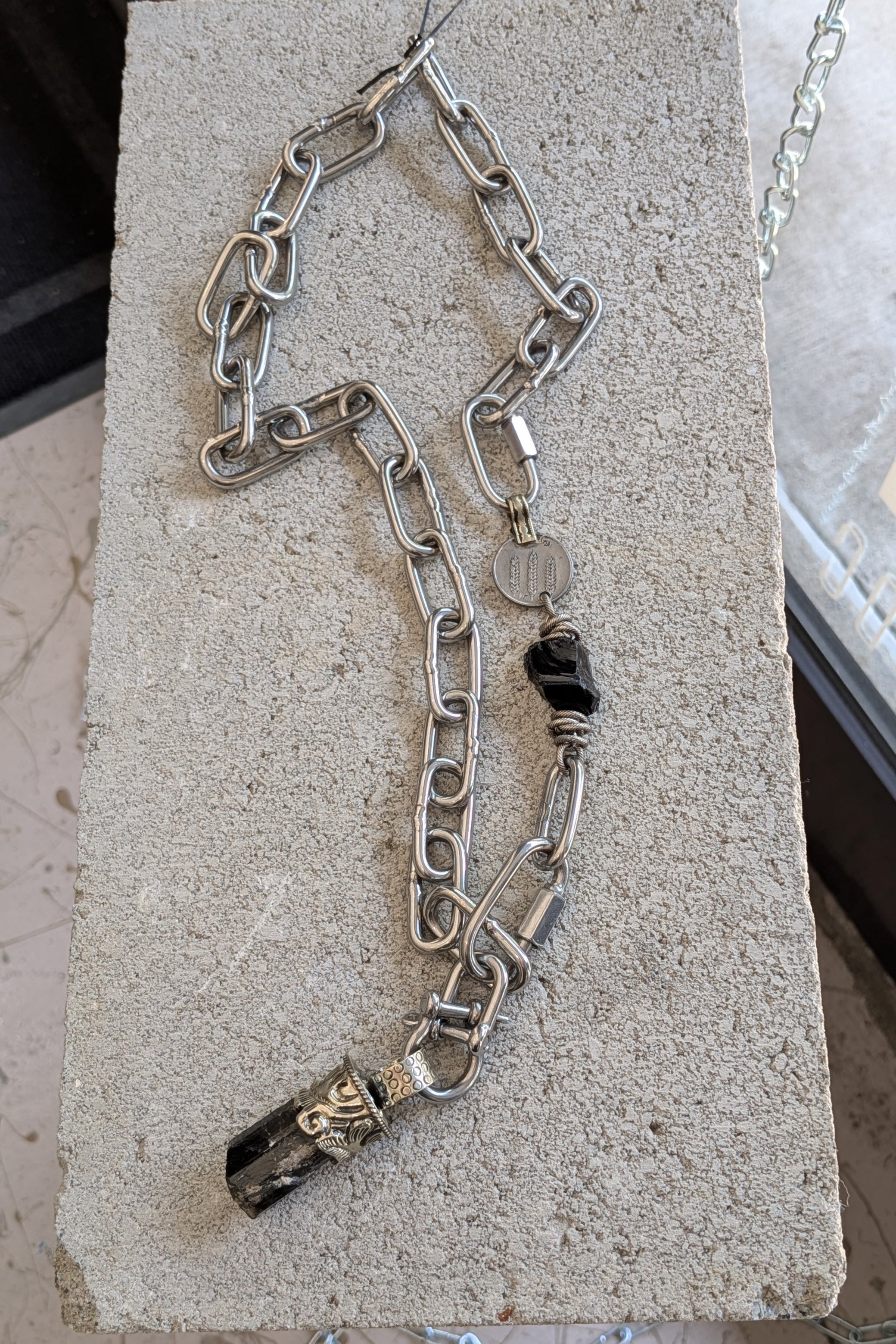 Mya Lambrecht - Long necklace - Stainless steel - Obsidian - Unisex