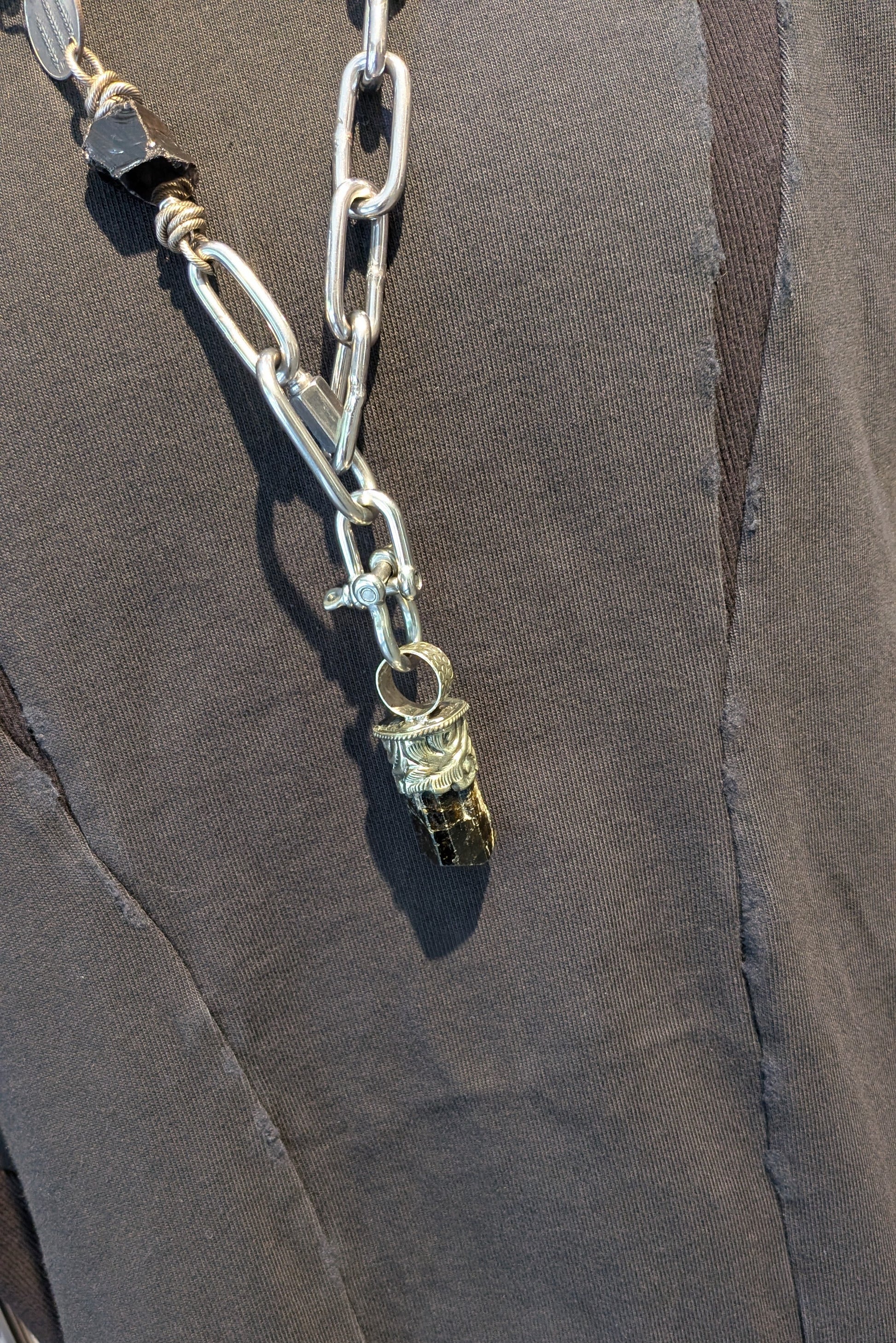 Mya Lambrecht - Long necklace - Stainless steel - Obsidian - Unisex
