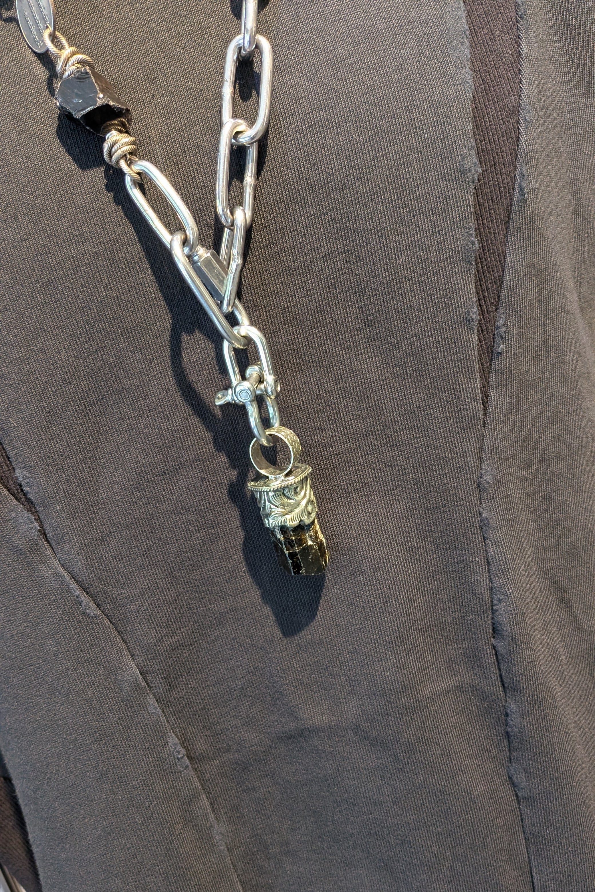 Mya Lambrecht - Long necklace - Stainless steel - Obsidian - Unisex