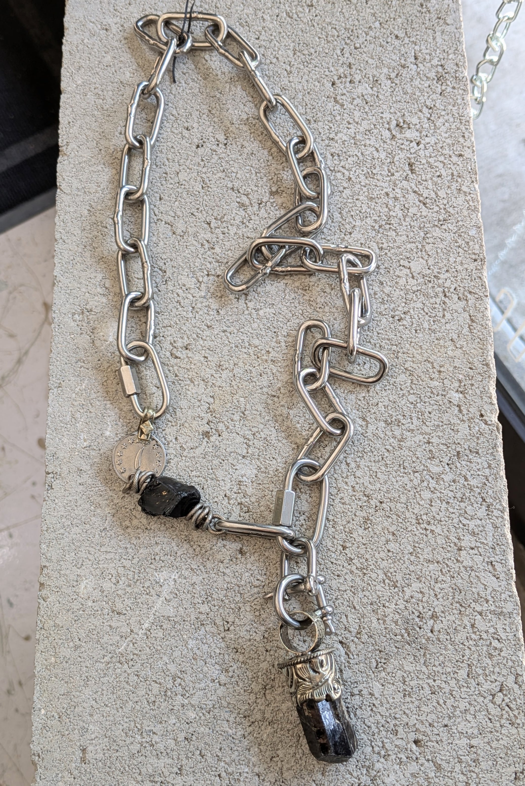 Mya Lambrecht - Long necklace - Stainless steel - Obsidian - Unisex